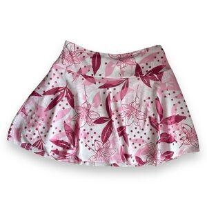 Y2K Digital Clothing Pink & White Polka Dot Floral Print Mini Skirt Size M